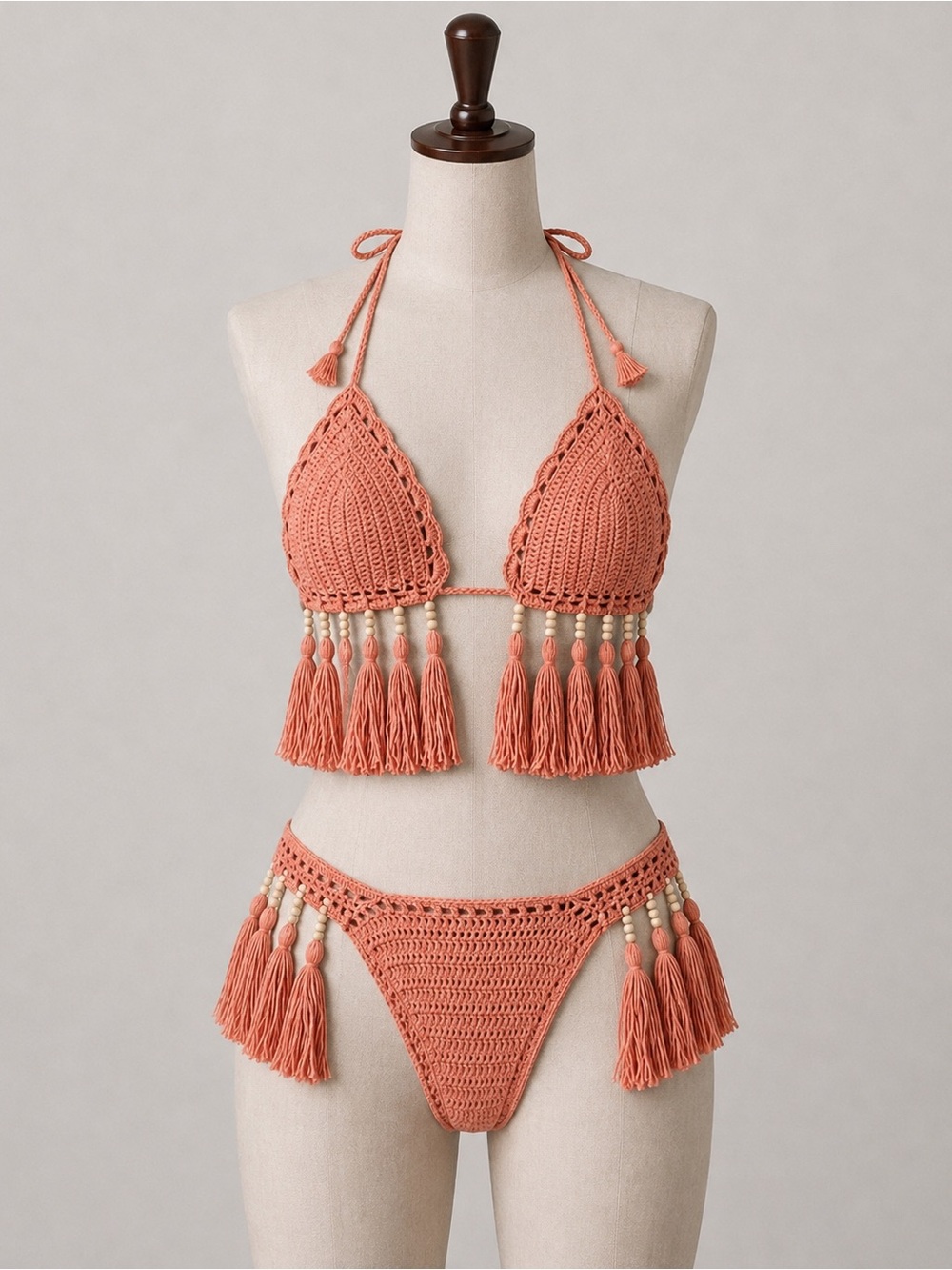 👙BOGO FREE Crochet Fringe Bikini Set in Peach